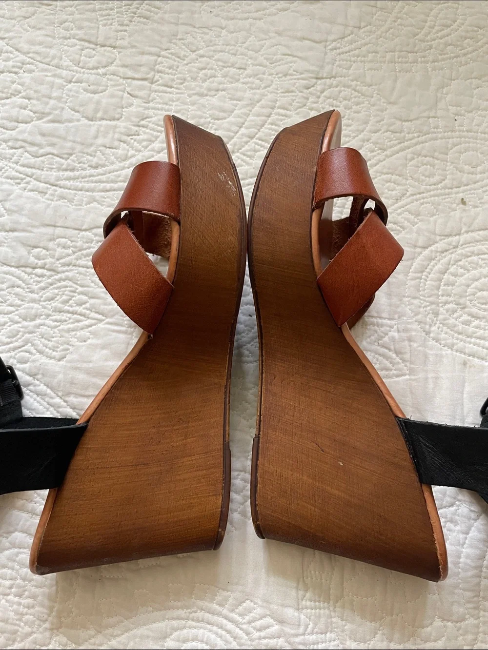 Bellamy leather made in Italy wedge heels EU 41 / US w 11 - Picture 11 of 16